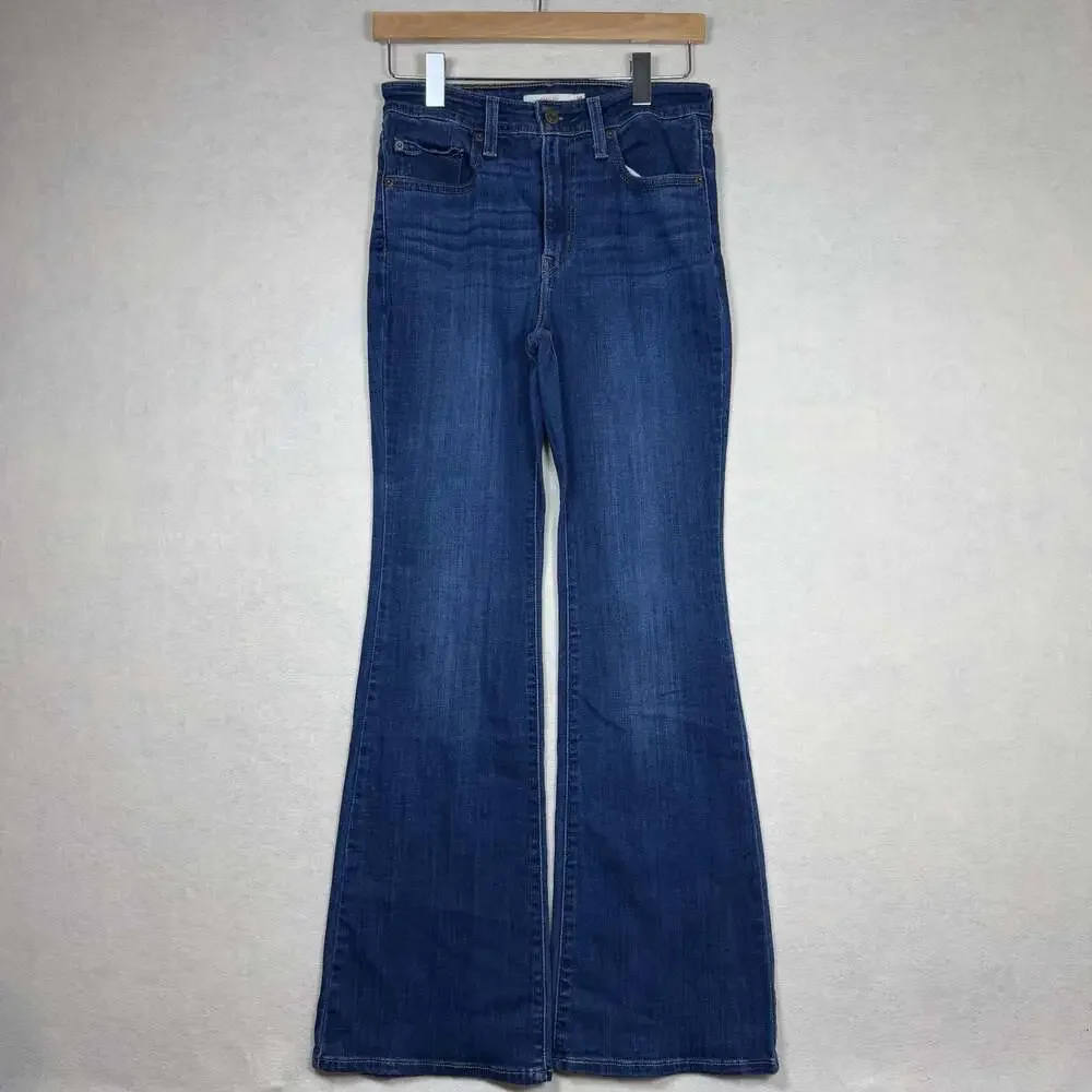 Levis 726 Flare Jeans Women 28 (28x31) Blue Denim Stretch Boho Hipster Western